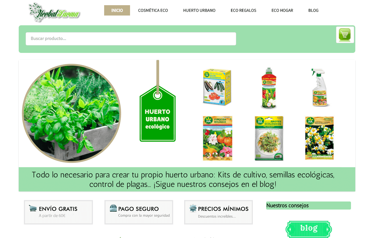 Captura de pantalla de la web Herbalfarma